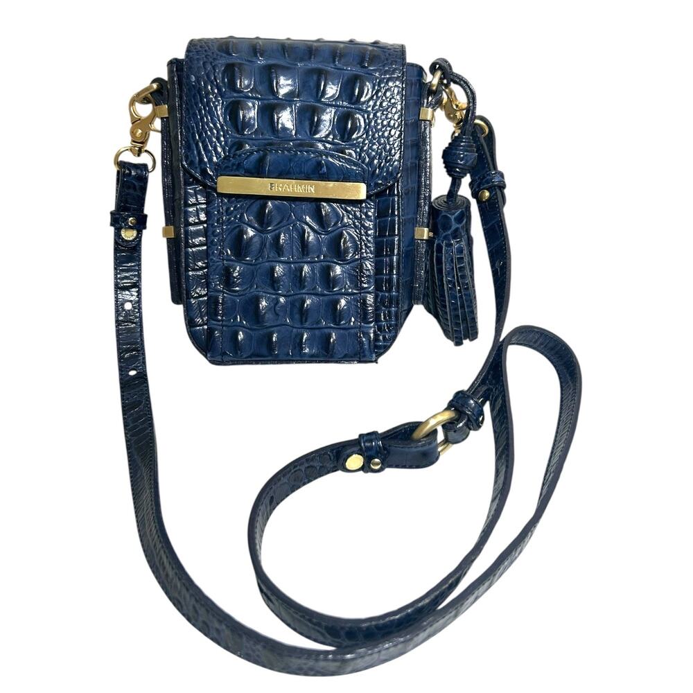 Brahmin, 'Sloane' Croc Small Camera, Phone Bag, Navy Melbourne, Genuine Leather - Picture 4 of 14